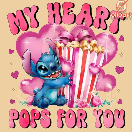 My Heart Pops for You Valentine Stitch PNG