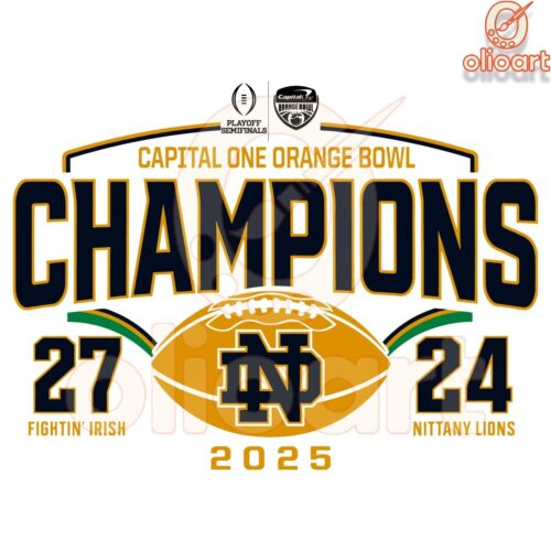 Notre Dame Fighting Irish 2025 Champs SVG Orange Bowl Victory