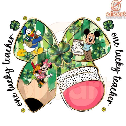 One Lucky Teacher St Patricks Day Disney Pencil PNG