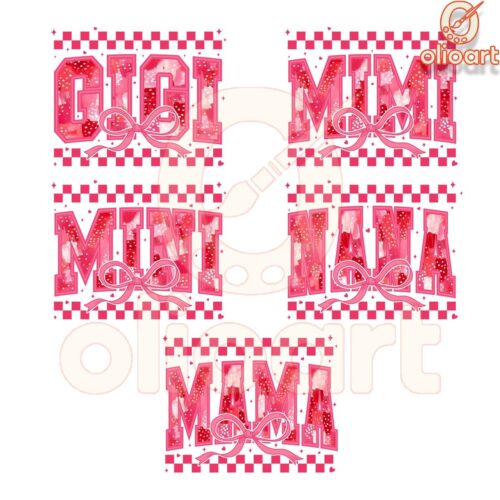 Pink Checkered Valentine Mom Bundle PNG