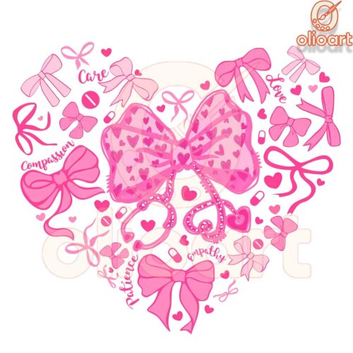 Pink Coquette Valentine Nurse Heart PNG