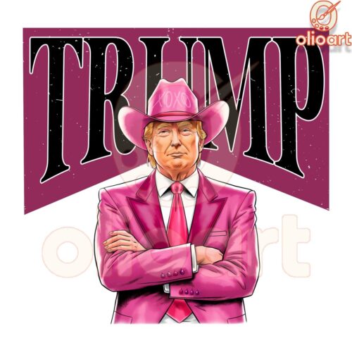 Pink Cowboy Donald Trump SVG PNG Art