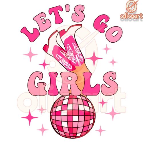 Retro Cowgirl Valentine SVG Lets Go Girls with Disco Vibes