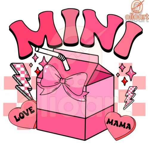 Retro Mama Love Pink Candy Heart Checkered SVG Design