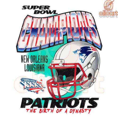 Retro New England Patriots Super Bowl Champs PNG Design