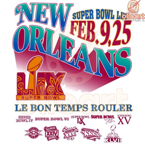 Retro New Orleans Super Bowl LIX 2025 SVG Design