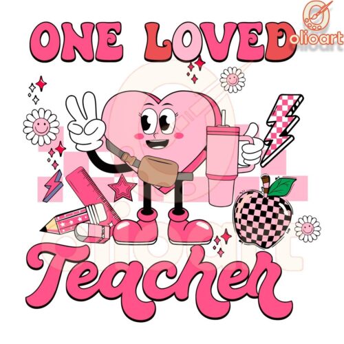 Retro One Loved Teacher Valentine Checkered SVG