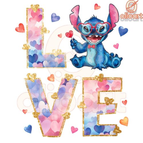 Retro Valentine Love Stitch Png