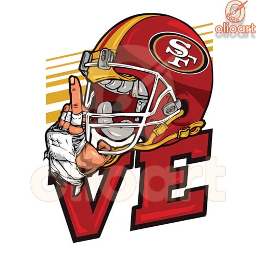 San Francisco 49ers Football Helmet Love PNG Design