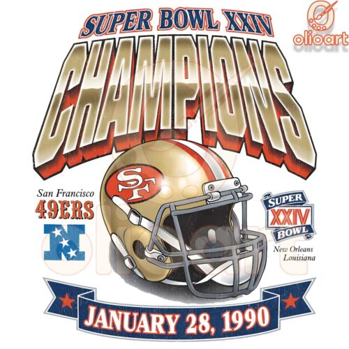 San Francisco 49ers Super Bowl XXIV Champs Jan 28 1990 SVGPNG