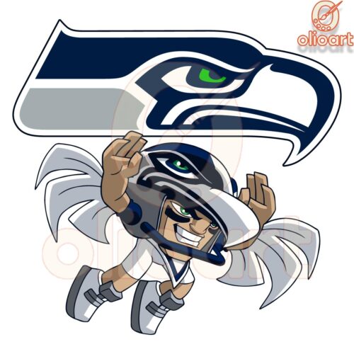 Seattle Seahawks Cartoon Character SVG NFL Rush Zone Style