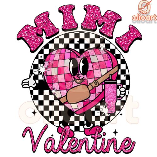 Sparkle Candy Heart Checkered Valentine Design PNG