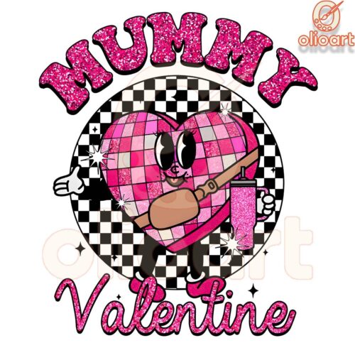 Sparkly Mummy Valentine Candy Heart Checkered PNG Design