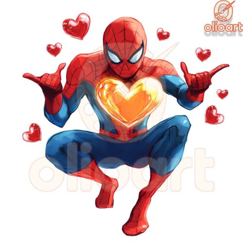 Spiderman Heart Valentine Love Superhero PNG