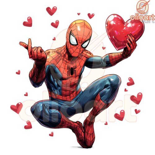 Spiderman Valentine Red Heart Superhero PNG