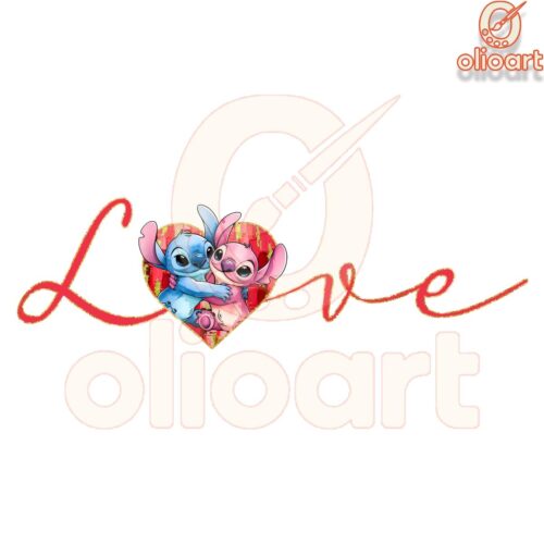 Stitch Angel Valentine Love PNG for Couples