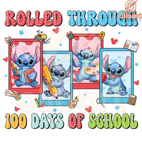 Stitch Collage Rolled Through 100 Days Of School PNG