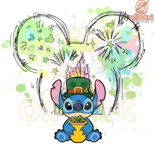 Stitch st. patrick's Day Disney castle PNG