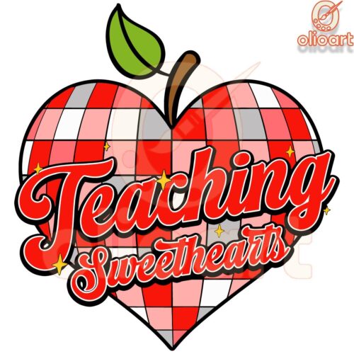 Teaching Sweethearts Valentine Heart Apple Checkered SVG