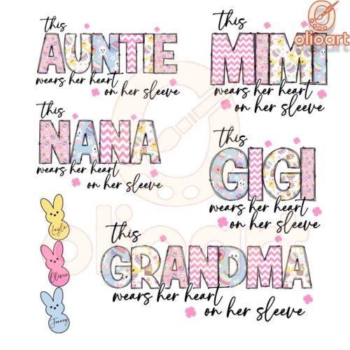 This Auntie Wears Her Heart On Her Sleeve Easter Bundle PNG