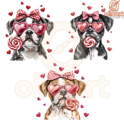 Valentine Bulldog With Pink Bow Lollipop PNG