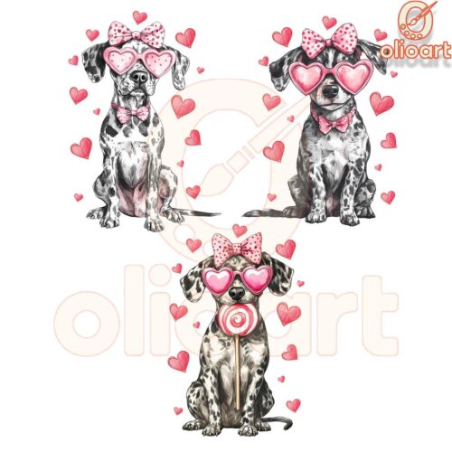 Valentine Dalmatians Pink Bow Lollipop PNG