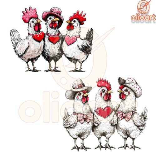 Valentine Day Chickens Funny Heart PNG