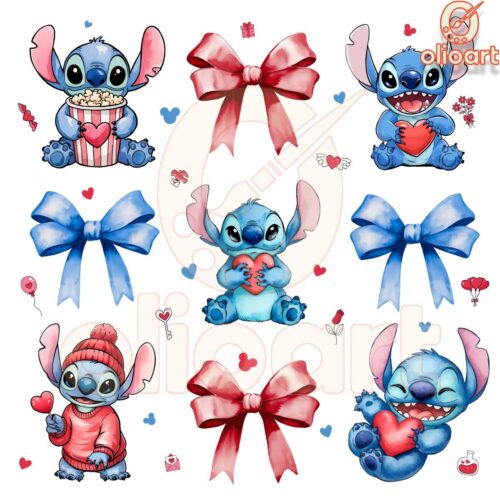 Valentine Day Stitch Coquette Bow PNG