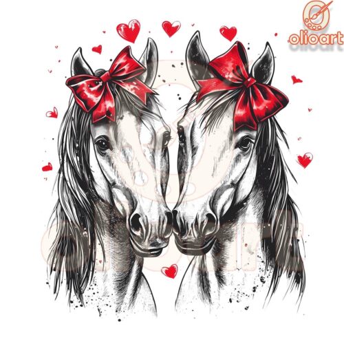 Valentine Horse Couple Love Coquette PNG