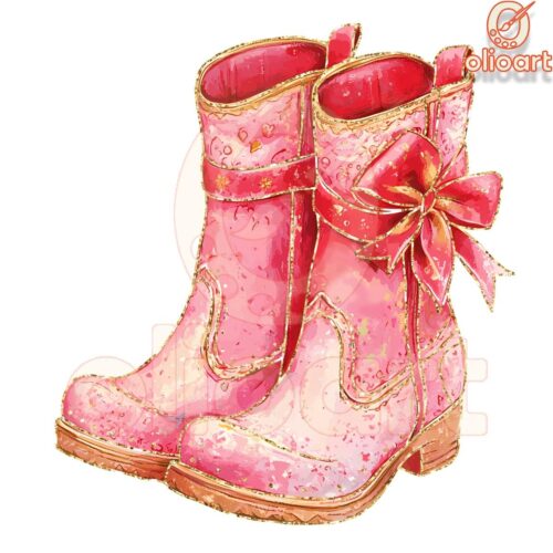 Valentine Western Cowgirl Boot Coquette PNG