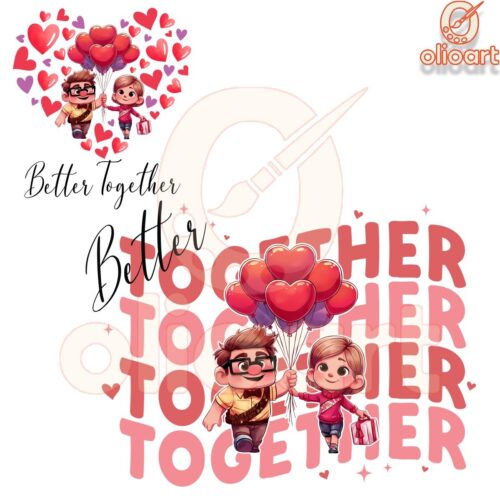 Valentines Pixar Couple Better Together SVG PNG