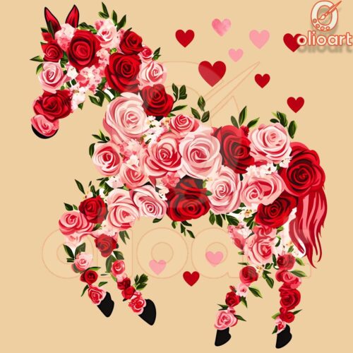 Valentines Rose Horse Love in PNG Format