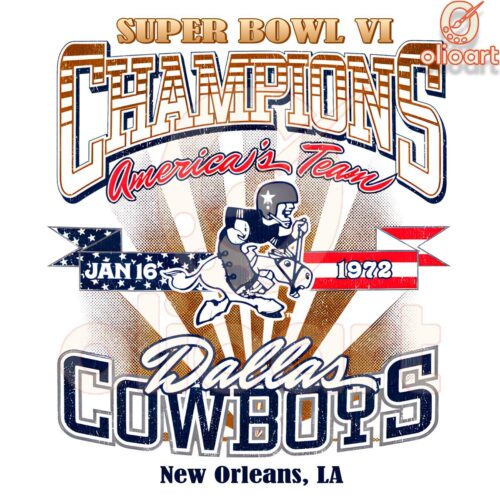 Vintage Dallas Cowboys Super Bowl VI Champions PNG Design