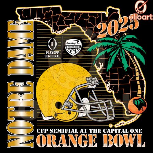 Vintage Notre Dame Fighting Irish Orange Bowl 2025 PNG