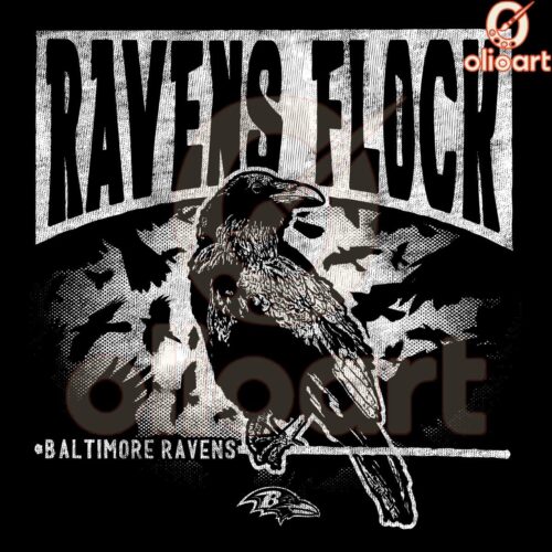 Vintage Ravens Flock Baltimore Football Mascot PNG Design