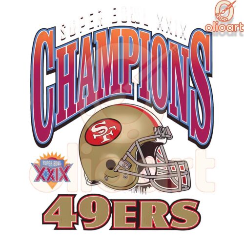 Vintage Super Bowl Xxix Champions 49Ers Football Helmet PNG