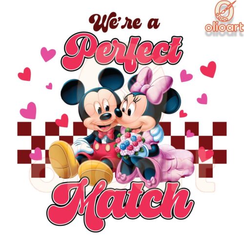 We're A Perfect Match Disney Couple Valentine PNG