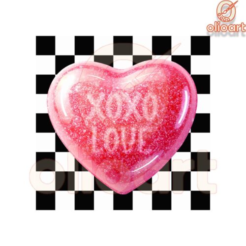 XOXO Love Checkered Heart Valentine PNG Design