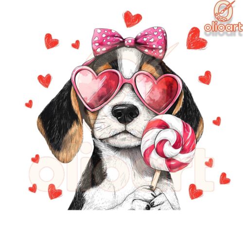 Yorkshire Terriers Valentine Pink Bow Lollipop PNG