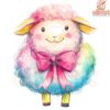 Adorable CrayonStyle Sheep with Coquette Bow PNG