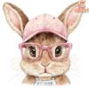 Adorable Pink Bunny with Glasses PNG