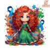 Autism Awareness Merida Princess Cartoon PNG Design