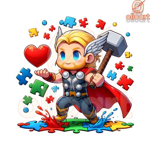 Autism Awareness Thor Hero PNG Powerful Inspiring Design