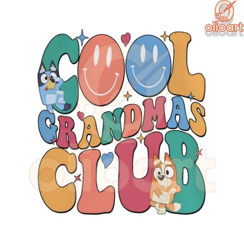 Bluey Cool Grandmas Club PNG Design for Fun Style