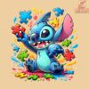 Bright Puzzle Stitch Autism Awareness Cartoon PNG