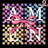 Checkered Amen Coquette Bow Christian PNG Design