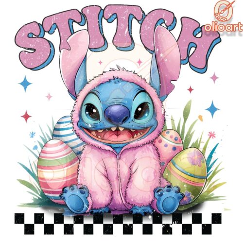 Checkered Bunny Stitch Easter Coquette PNG Design