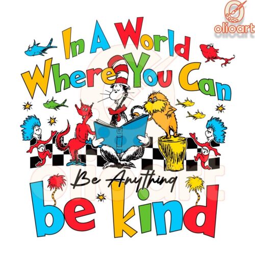 Checkered Dr Seuss Be Kind PNG