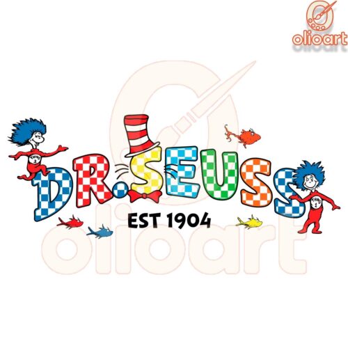 Checkered Dr Seuss Est 1904 PNG