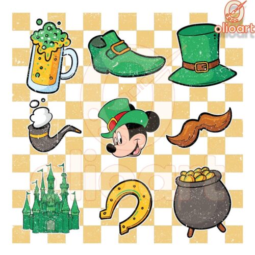 Checkered Mickey Leprechaun PNG Items for St Patricks Day